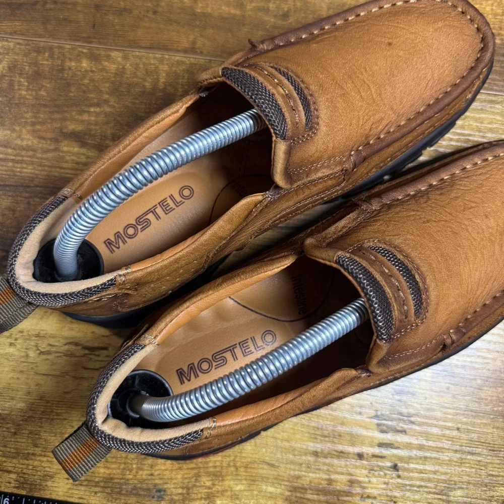 Mostelo 3237 Brown Leather Outdoor Slip On Loafers Mens Size 8‎ EU 41